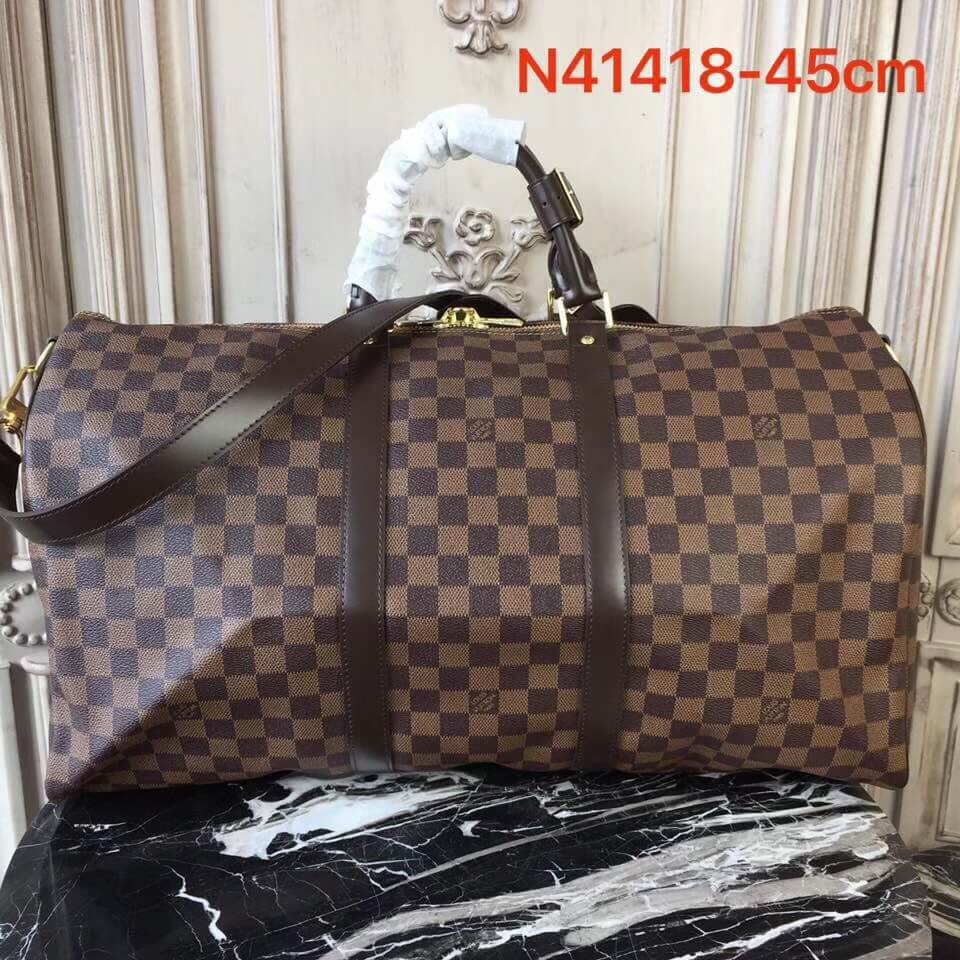 Louis Vuitton Damier Ebene Canvas Keepall Bandouliere 45 N41428