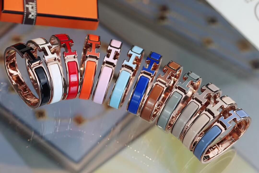 Hermes Narrow Clic Clac H Enamel Bracelet