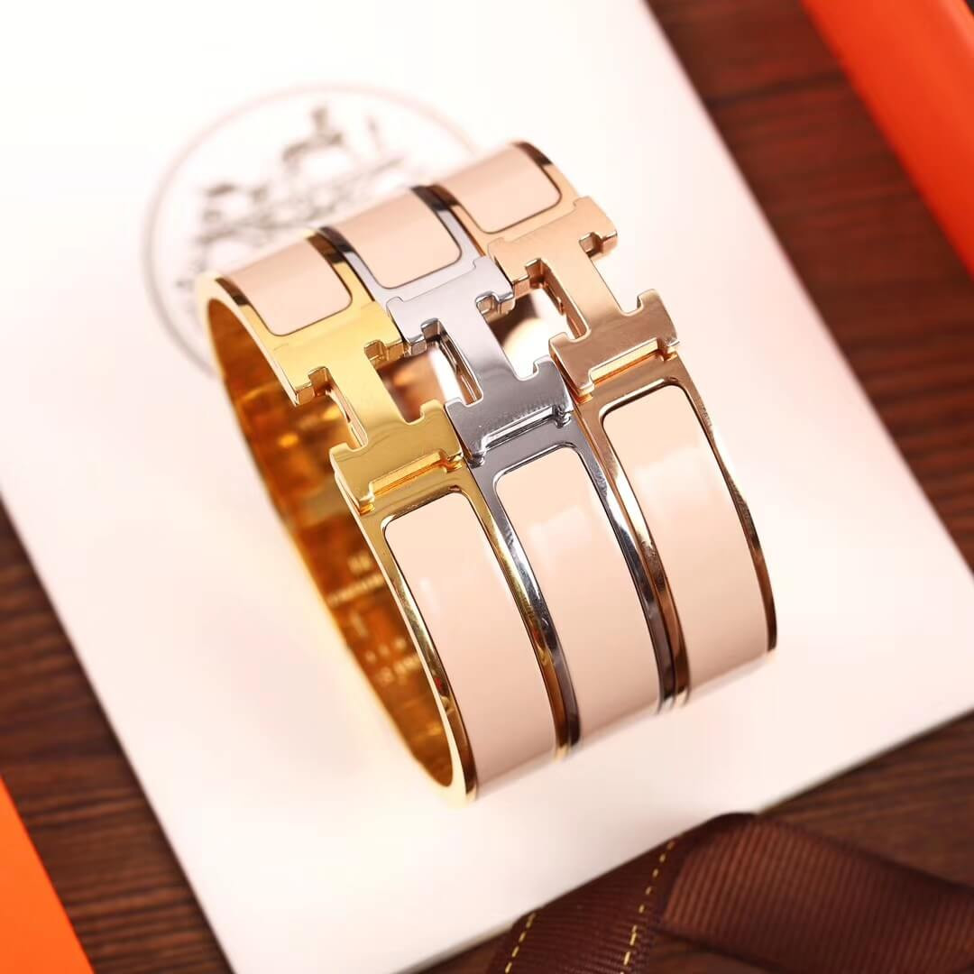 Hermes Narrow Clic H Bracelet Light Pink