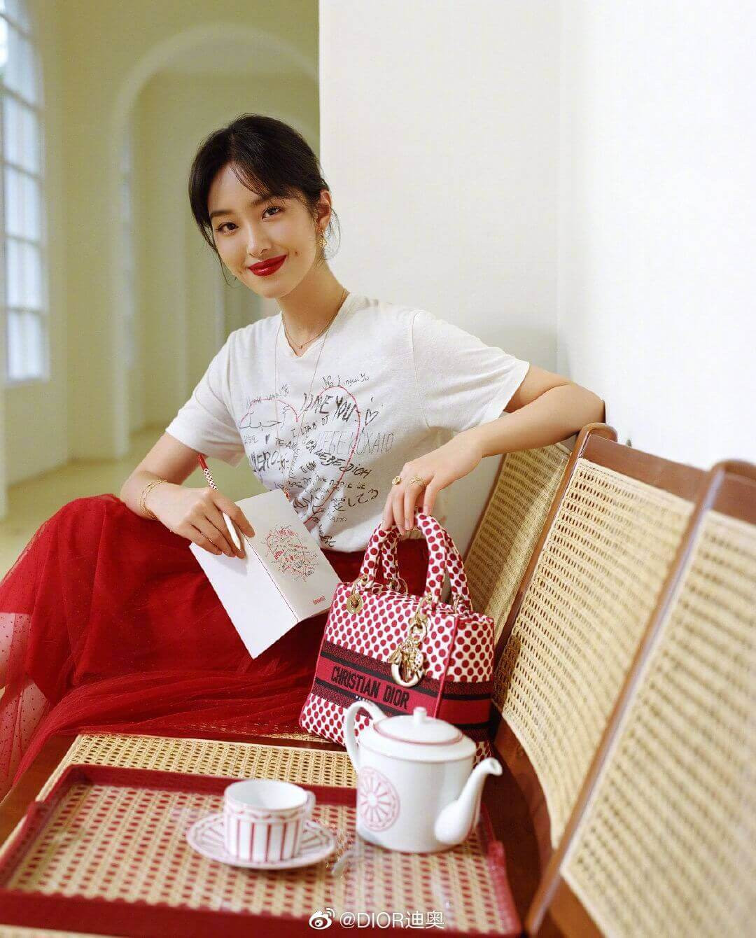 Dior Medium Lady D-Lite Dioramour Bag in Dots Embroidery M0565