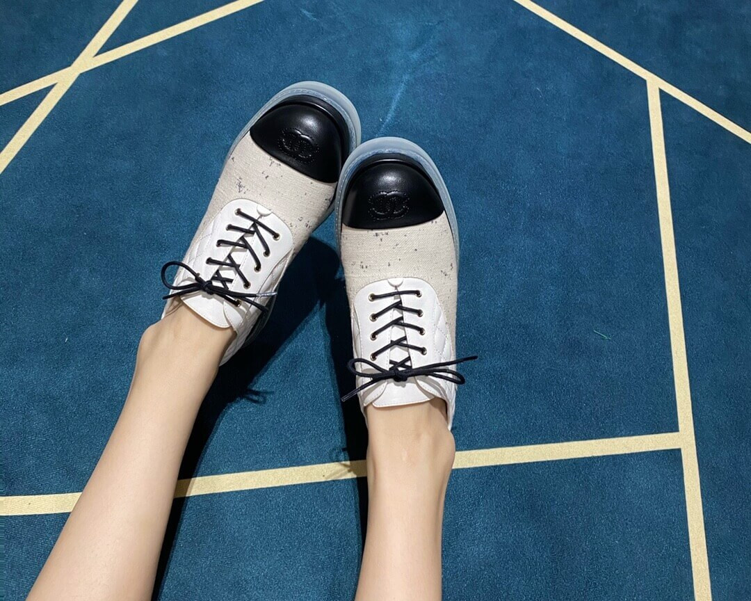 Chanel Calfskin Lace-Ups G37238 White