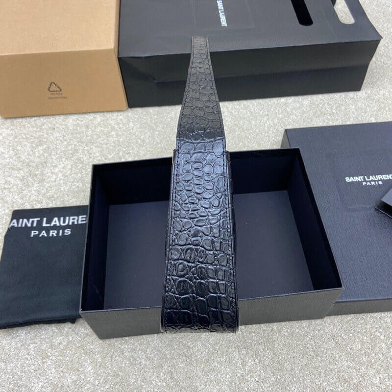 Saint Laurent 5A7 Crocodile-Effect Shoulder Bag Black 657228