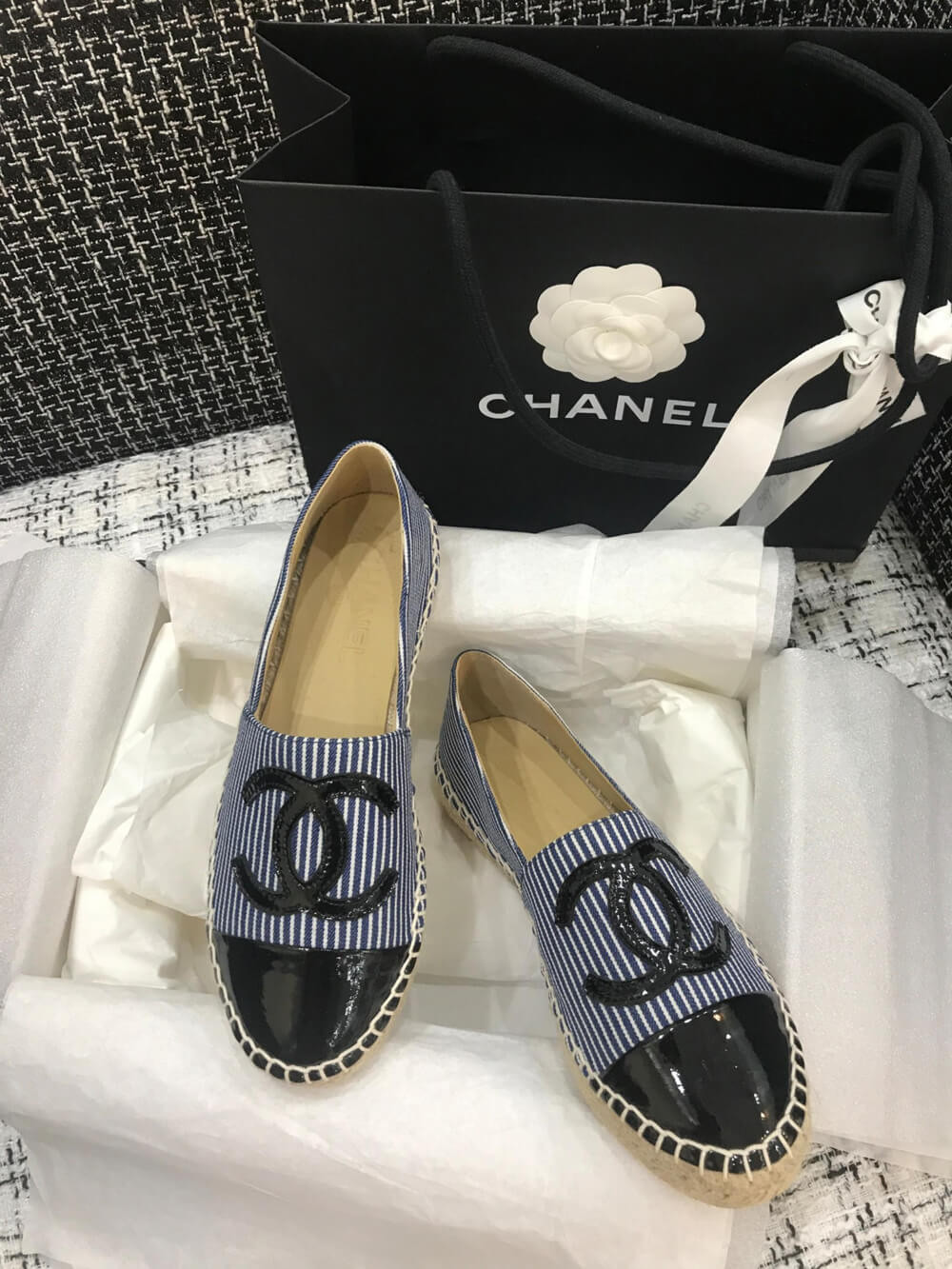 Chanel Tweed & Patent Calfskin Espadrilles G29762