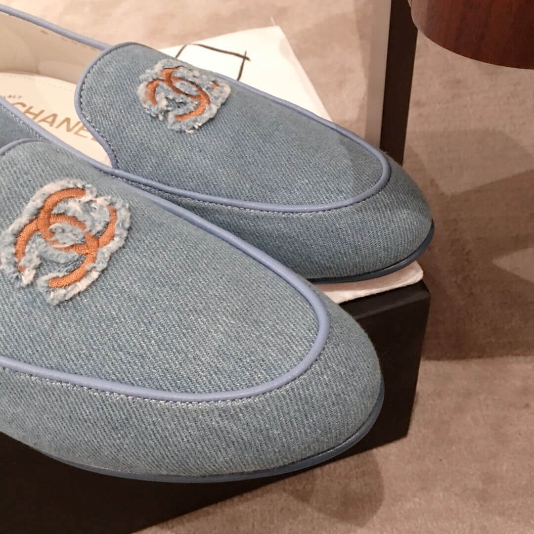 Chanel Denim Logo Loafers G35782