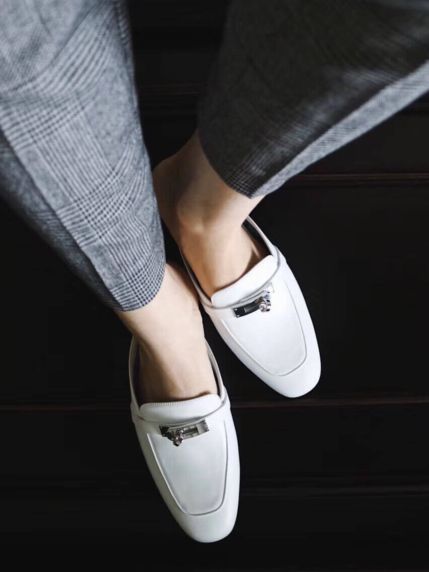 Hermes Oz Mule Palladium Kelly Buckle H191086