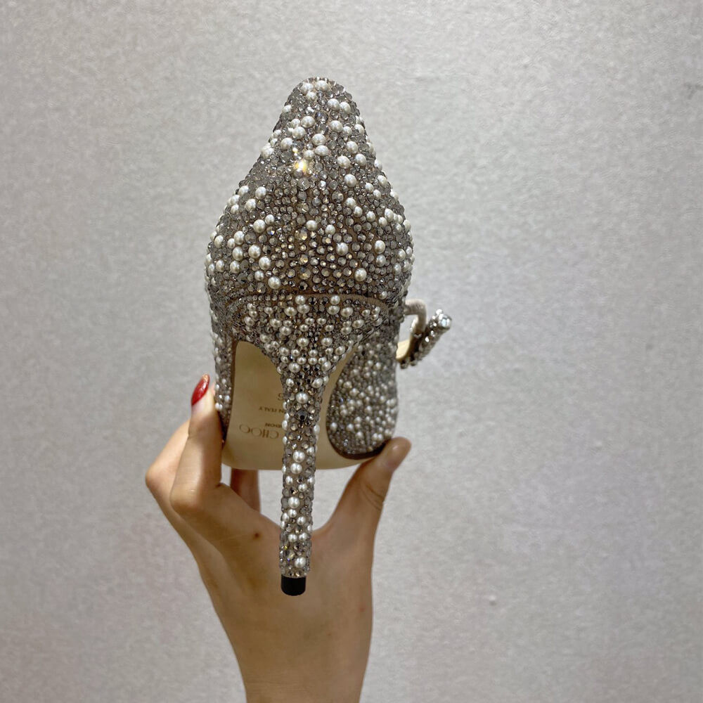 Jimmy Choo Baily 10cm Ballet Pink Suede Mary Jane Pearl Pumps 81115