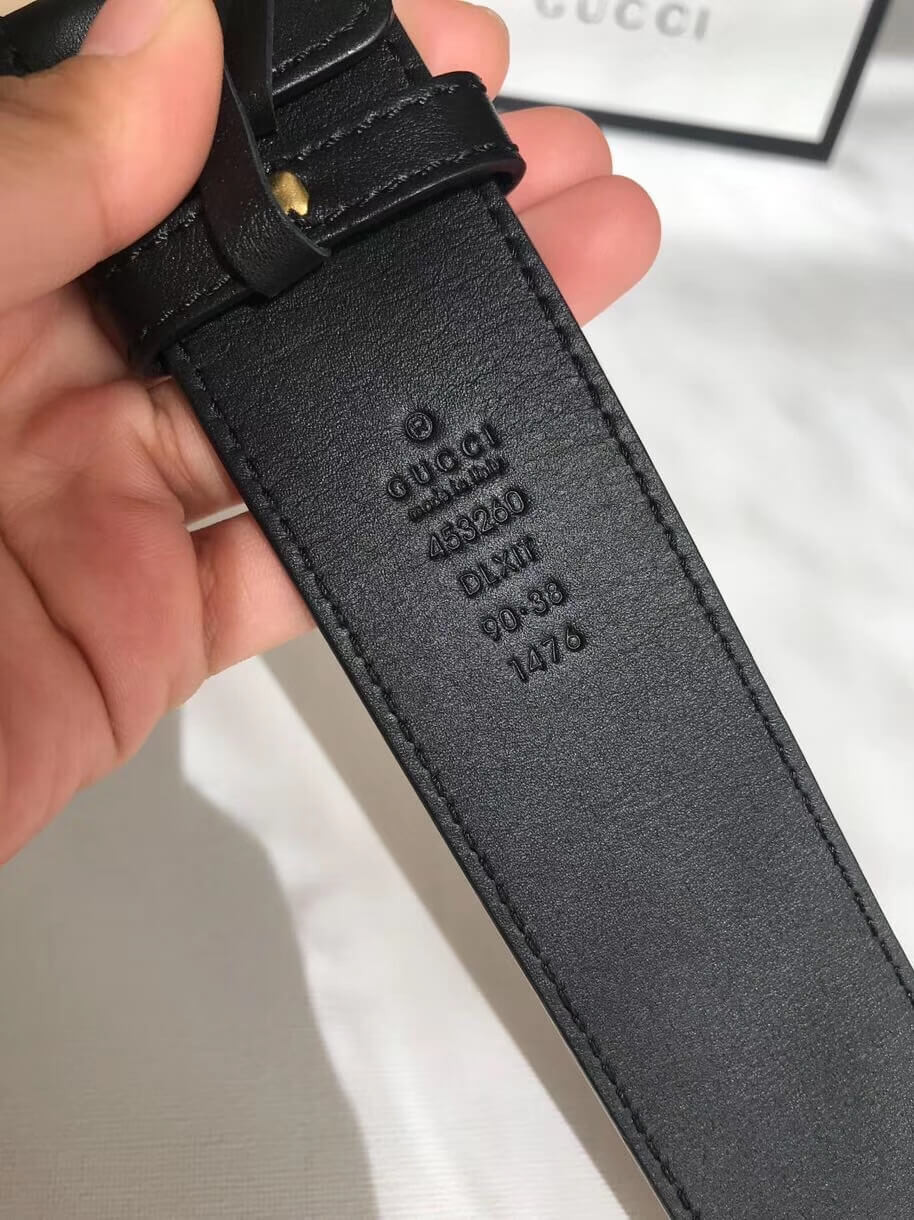 Gucci 40mm Leather Belt With Pearl Double G 453260