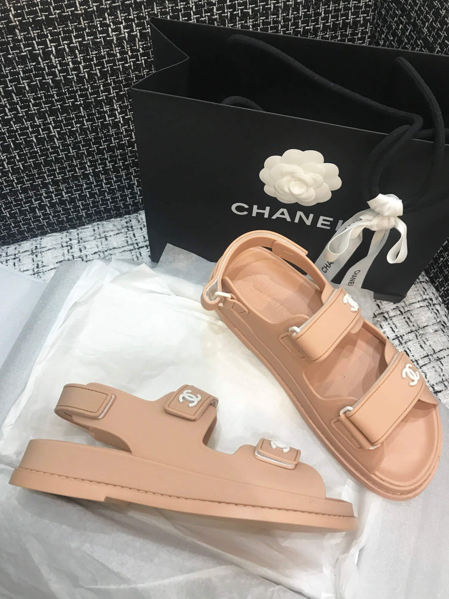 Chanel Velcro Sandals G31848 Apricot
