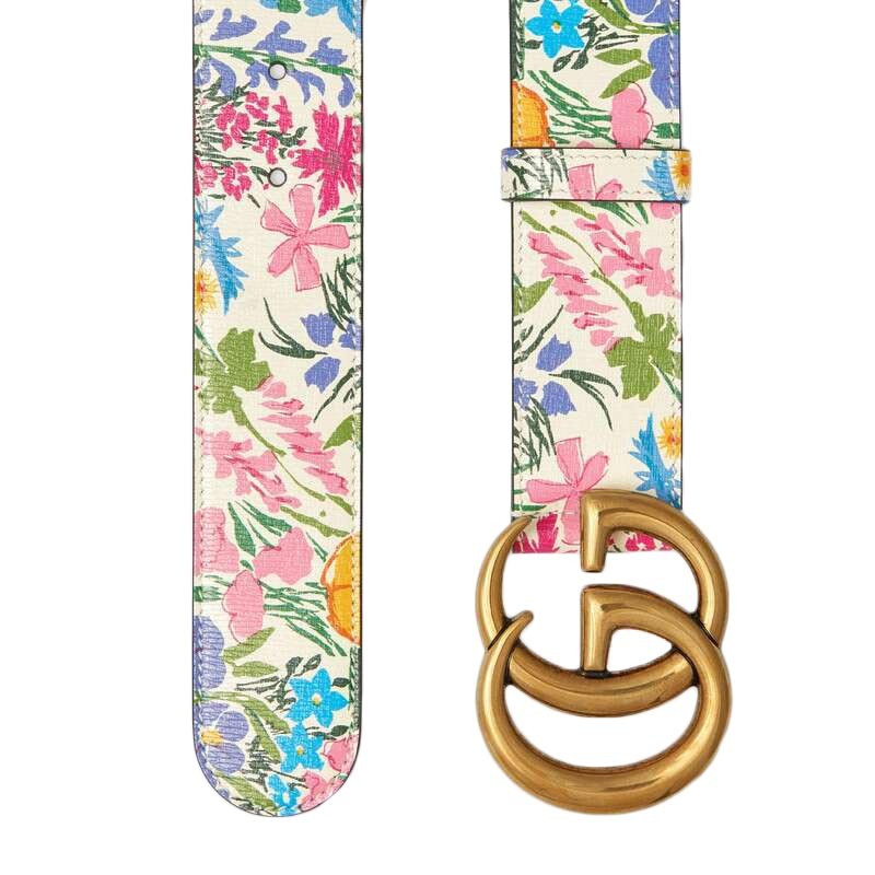 Gucci Ken Scott Print GG Marmont Belt Double G Buckle 4 Cm Width