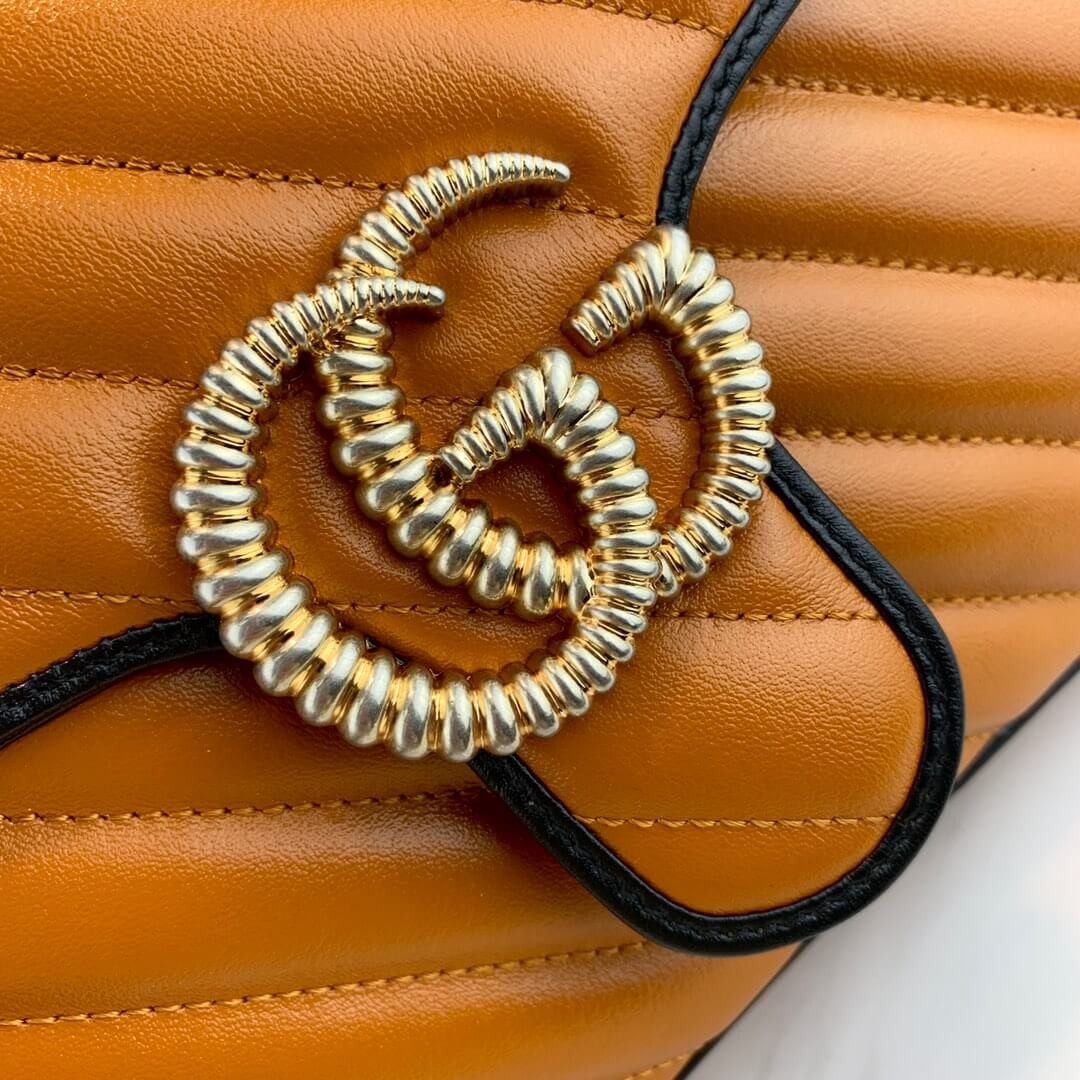 Gucci GG Marmont Small Top Handle Bag 498110 Cognac