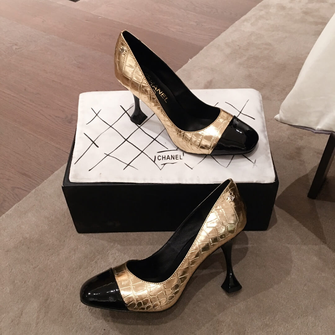 Chanel Crocodile Patent Pumps G35827