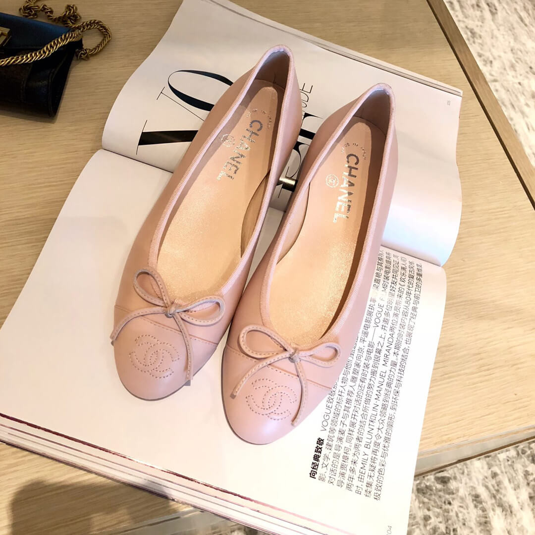 Chanel Leather CC Cap Toe Ballerinas G02819