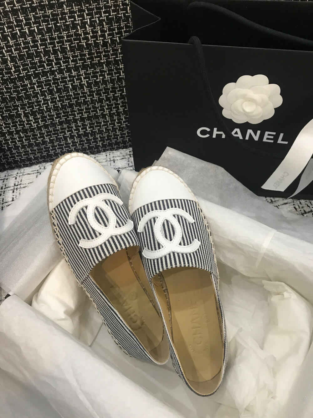 Chanel Tweed & Patent Calfskin Espadrilles G29762