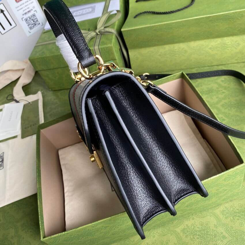 Gucci Ophidia Leather Small Top Handle Bag With Web 651055