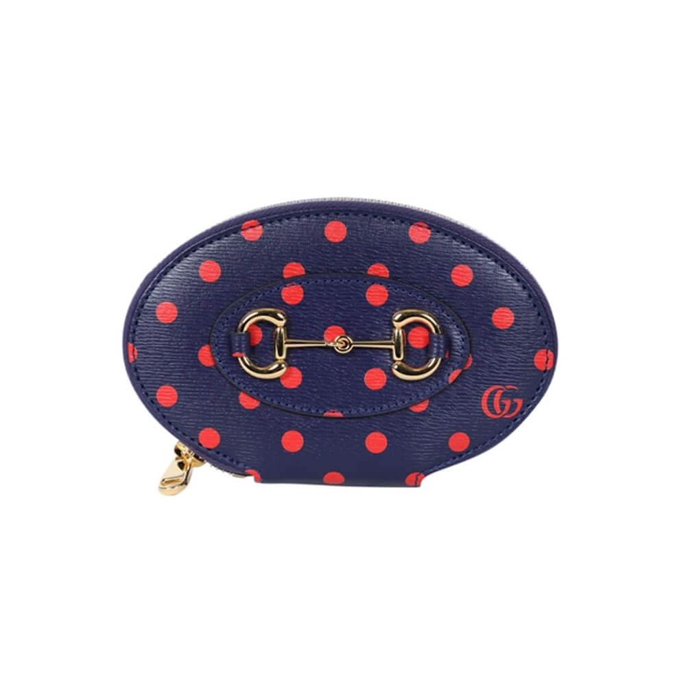 Gucci Navy And Red Polka Dot Coin Case 622040