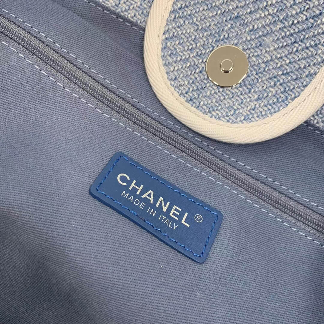 Chanel Deauville Tote 38cm Canvas Bag A66941 Light Blue