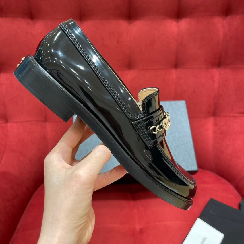 Chanel Patent Calfskin Loafers Black