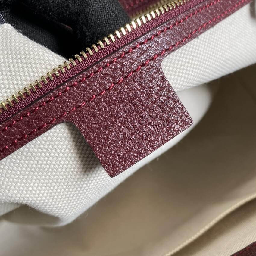 Gucci Ophidia Medium Tote With Web in Burgundy GG Canvas 631685