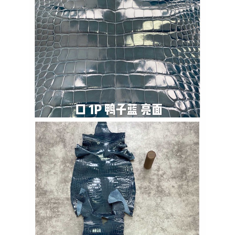 Hermes makes exclusive leather glossy American alligator: blue line