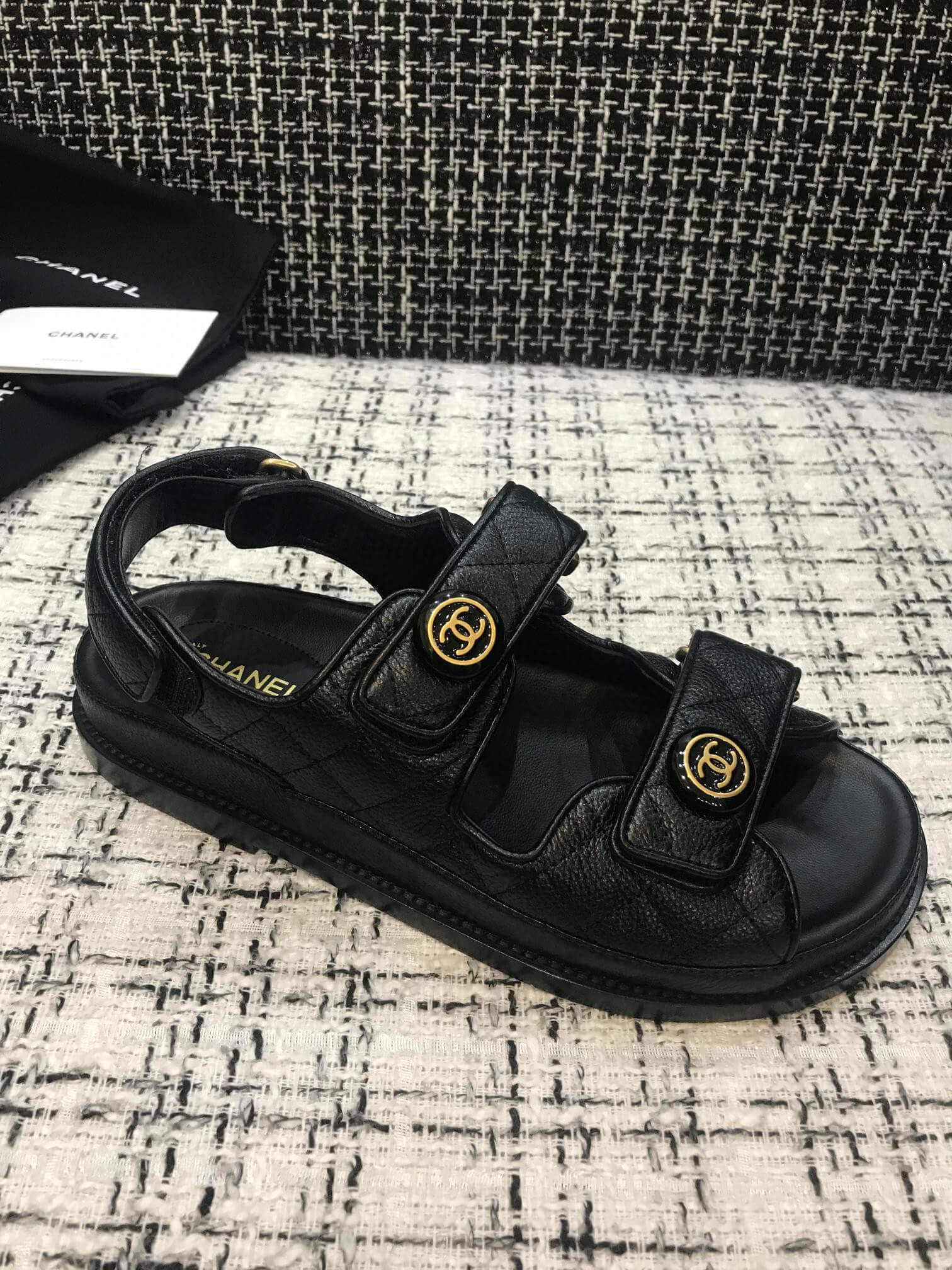 Chanel CC Quilted Velcro Sandals G31848