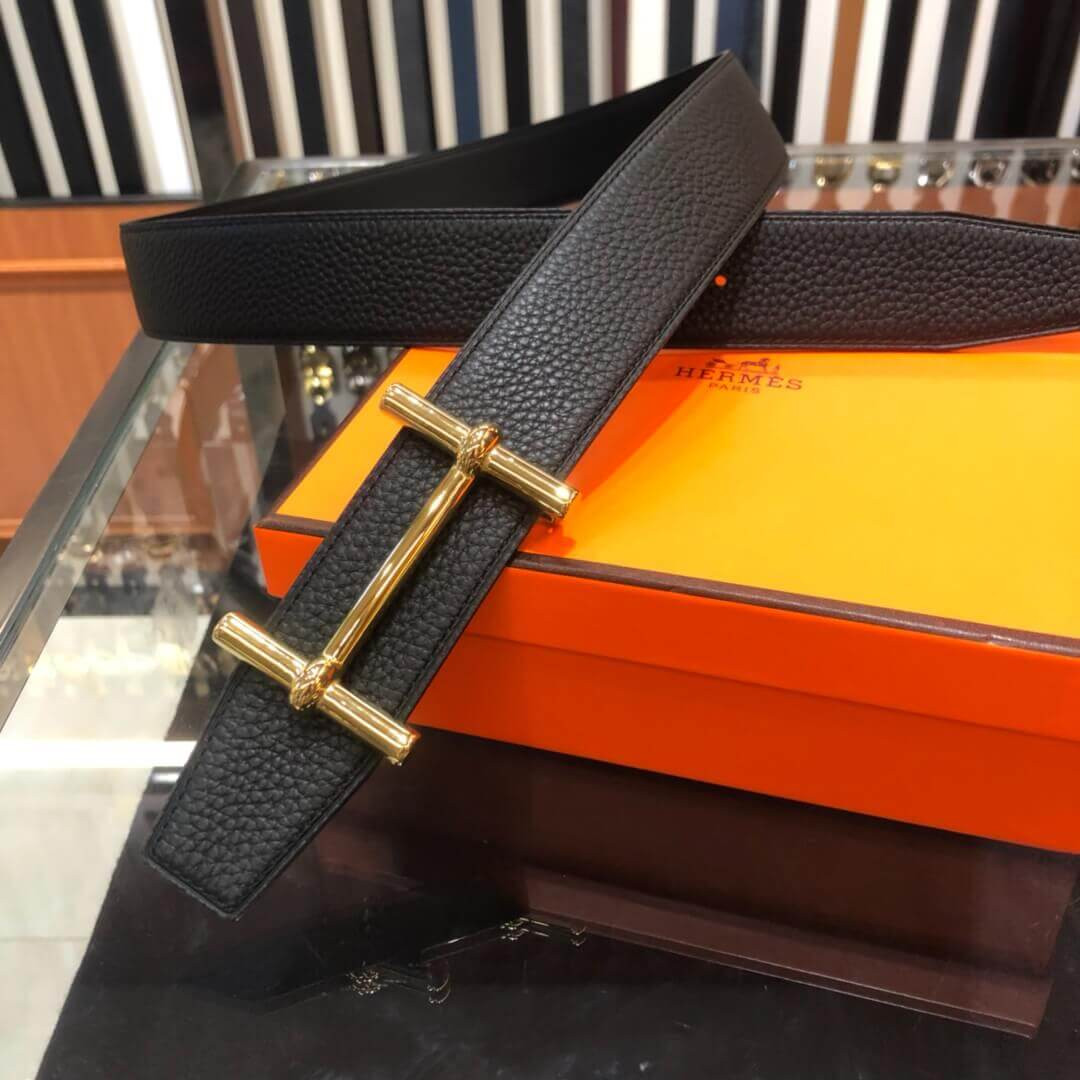 Hermes H Dancre Belt Buckle & Reversible Leather Belt 38mm H077938