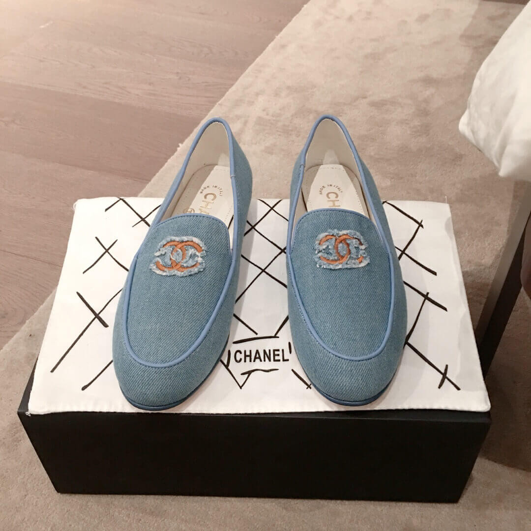 Chanel Denim Logo Loafers G35782