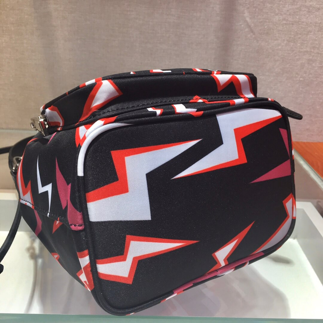 Prada Lightning Print Nylon Shoulder Bag 1BH038