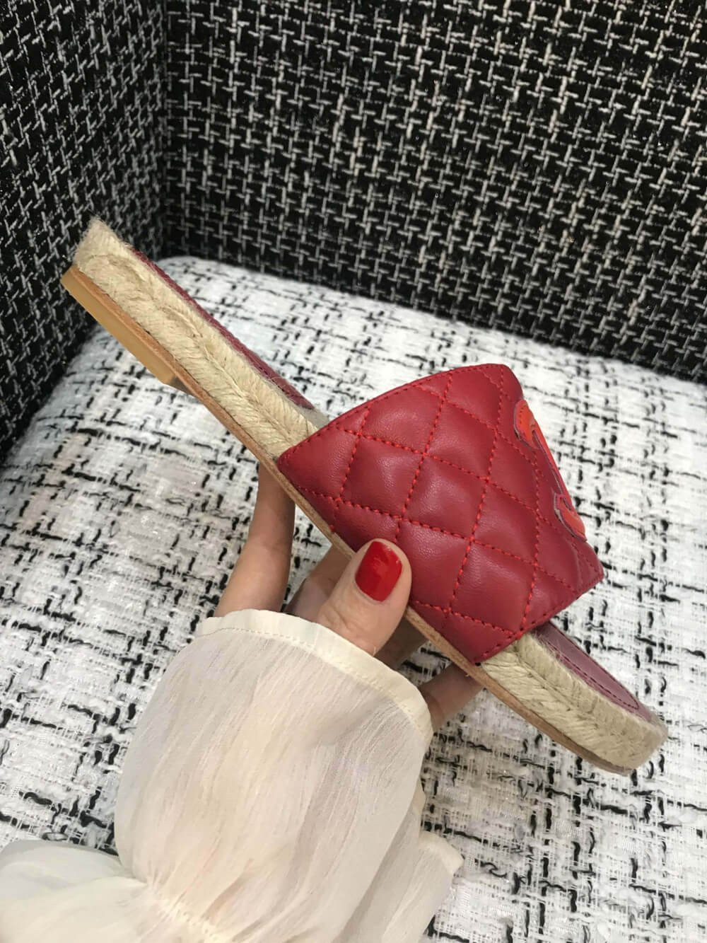 Chanel CC Quilted Mules G35604 Burgundy/Red