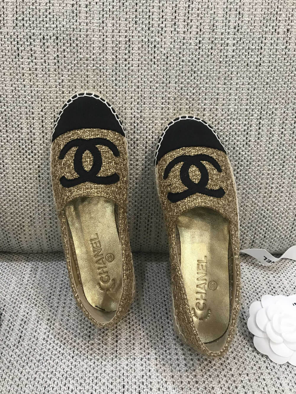 Chanel Tweed Espadrilles G29762 Light Coffee/Black