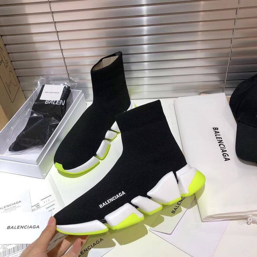Balenciaga Speed 2.0 Knit Sock Sneakers 617239 Fluorescent Green