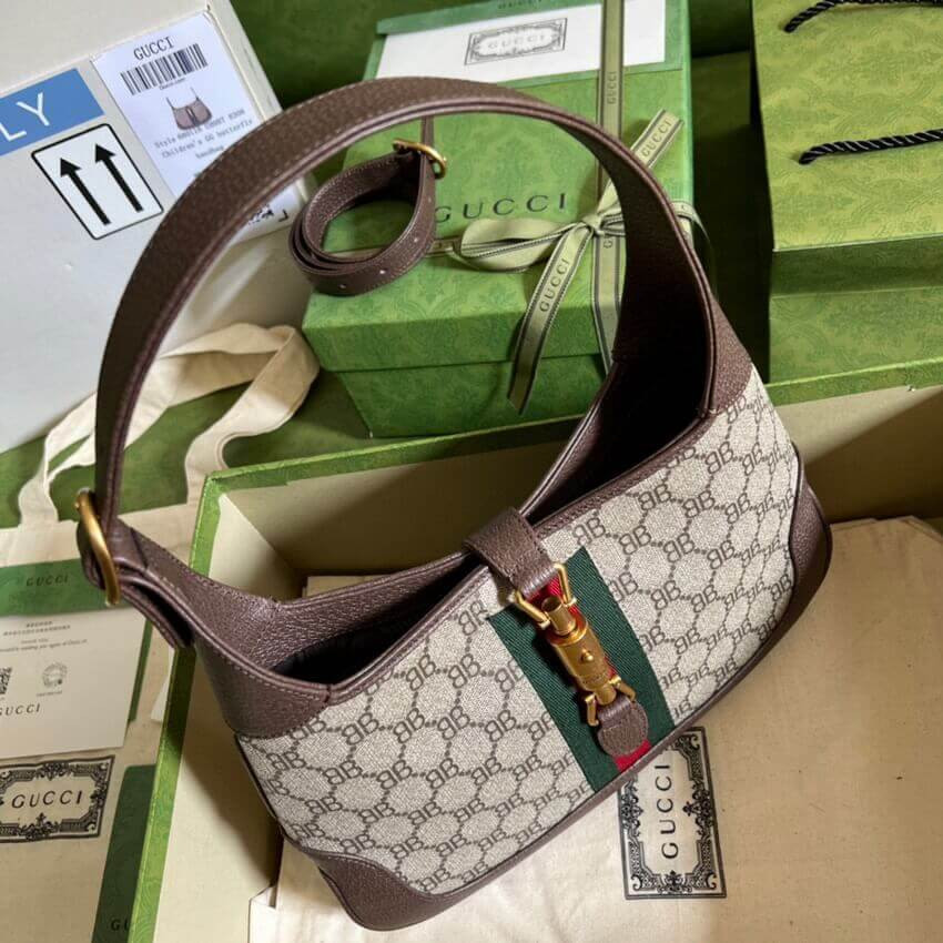Gucci x Balenciaga Jackie 1961 Small Hobo Bag 680118 Coffee