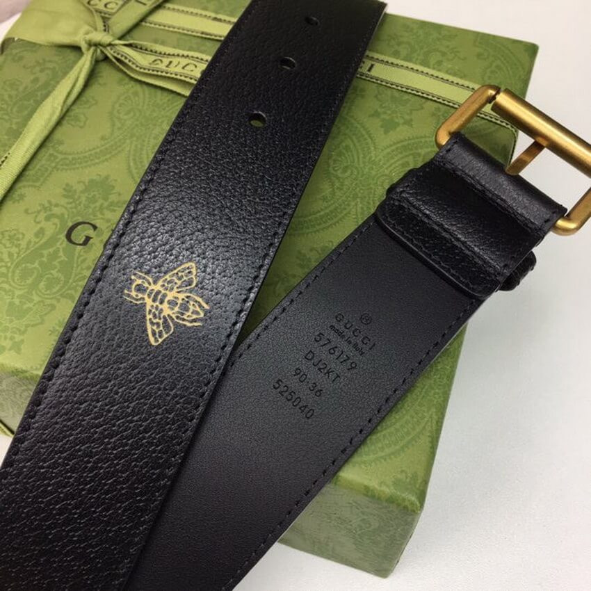 Gucci Calfskin Bees And Stars Print Belt 40mm 576179