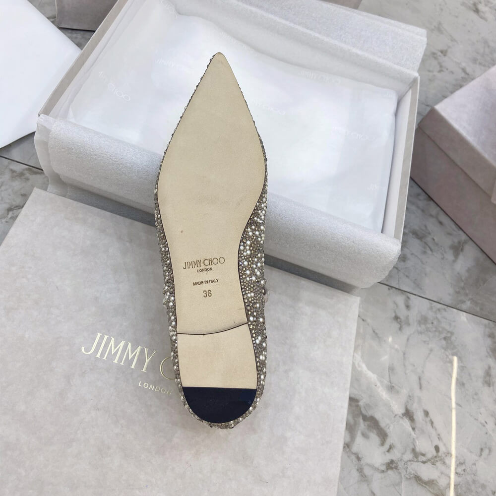 Jimmy Choo Baily Flats Ballet Pink Suede Mary Jane Pearl Pumps 81115