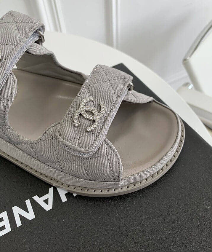 Chanel Crystal CC Velcro Sandals 261154