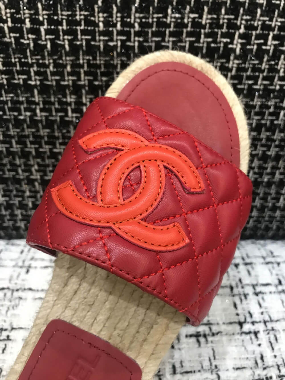 Chanel CC Quilted Mules G35604 Burgundy/Red