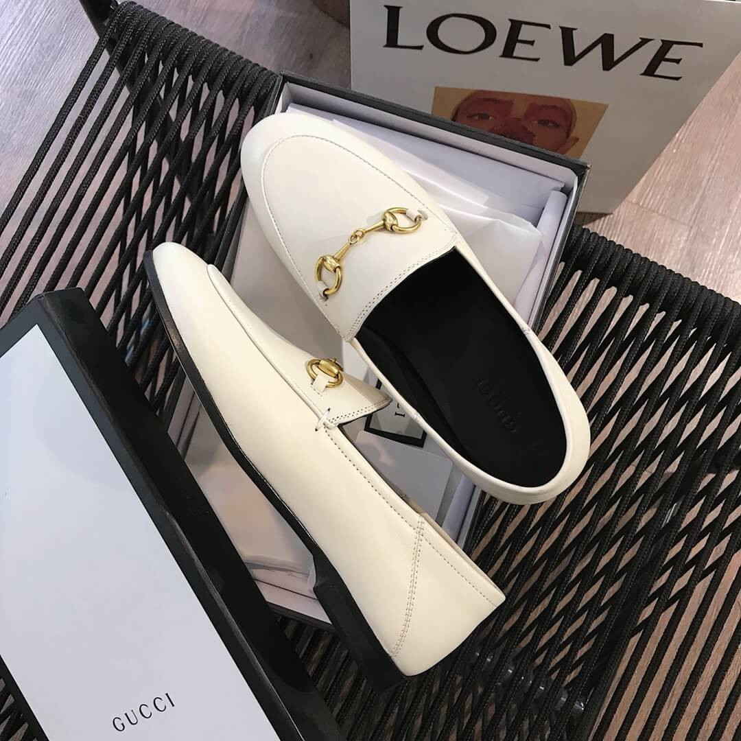 Gucci Leather Horsebit Loafer 414998 White