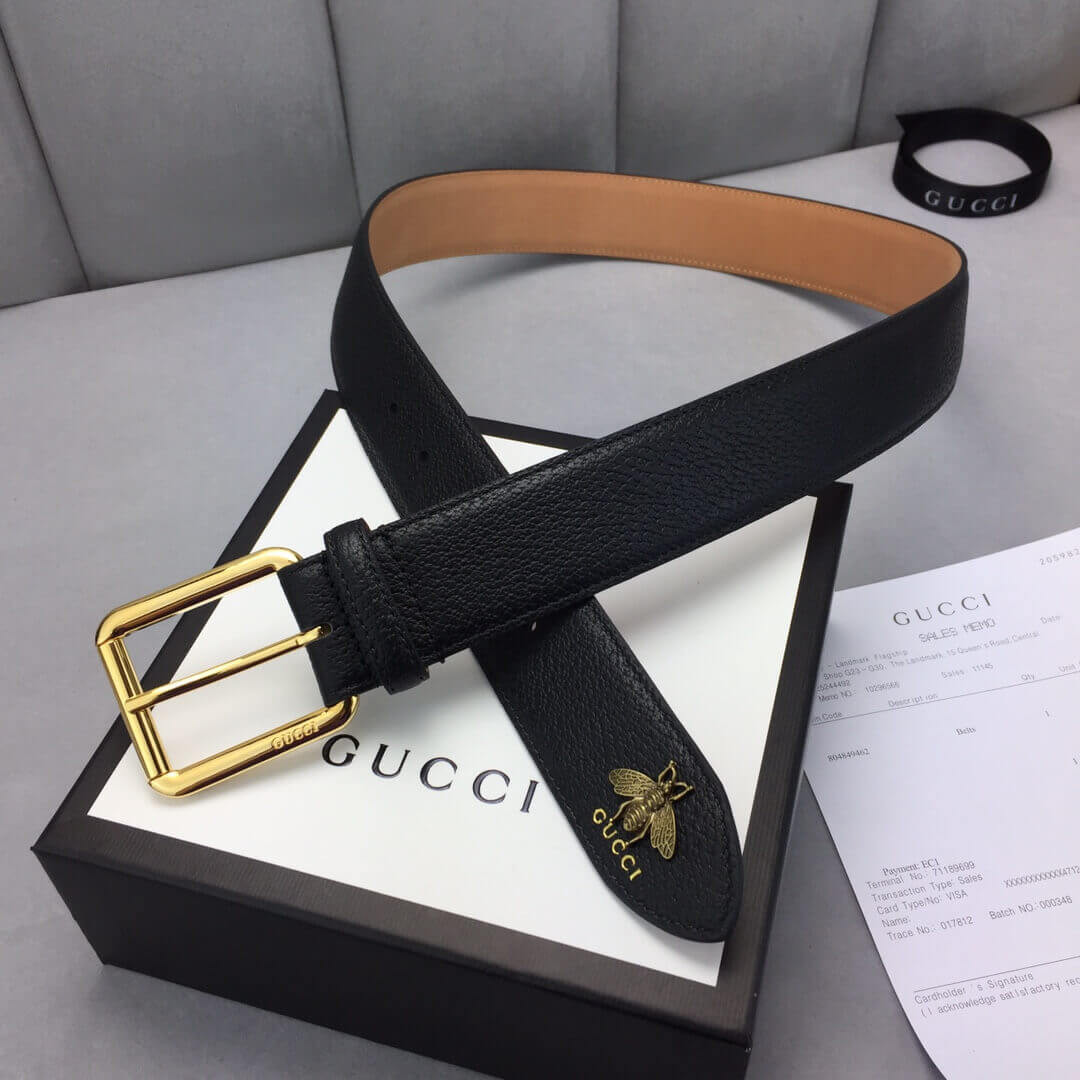 Gucci Leather Belt With Bee 40mm 523307