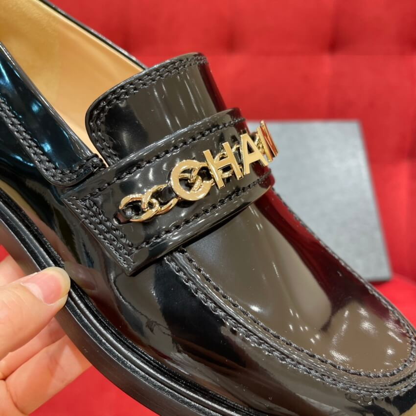 Chanel Patent Calfskin Loafers Black