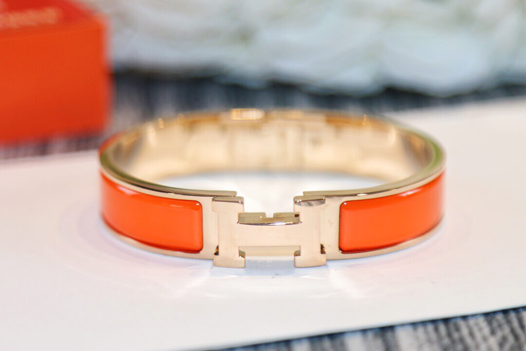 Hermes Narrow Clic H Bracelet In Orange