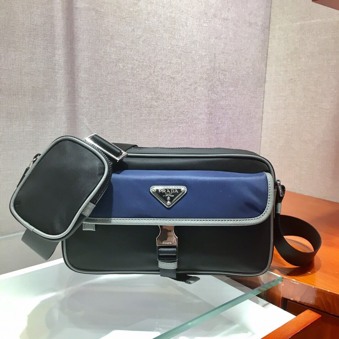 Prada Nylon Cross-Body Bag 2VH074 Black/Blue