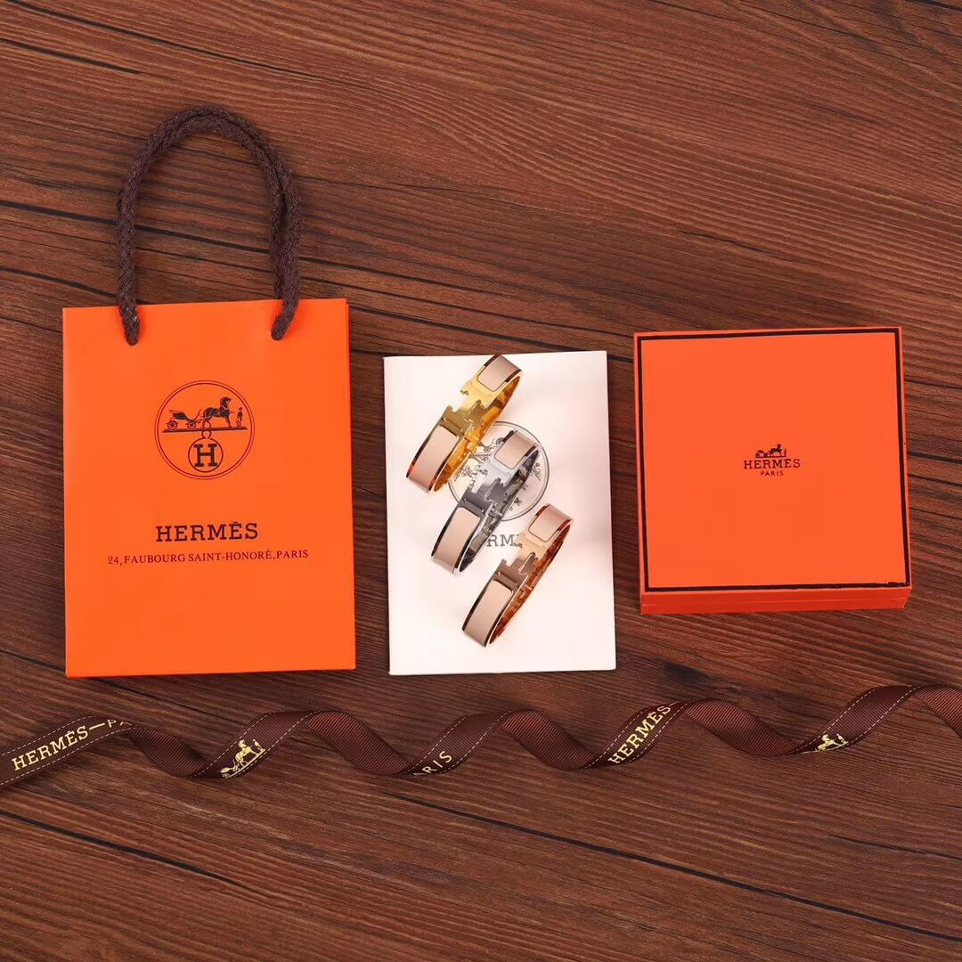 Hermes Narrow Clic H Bracelet Light Pink