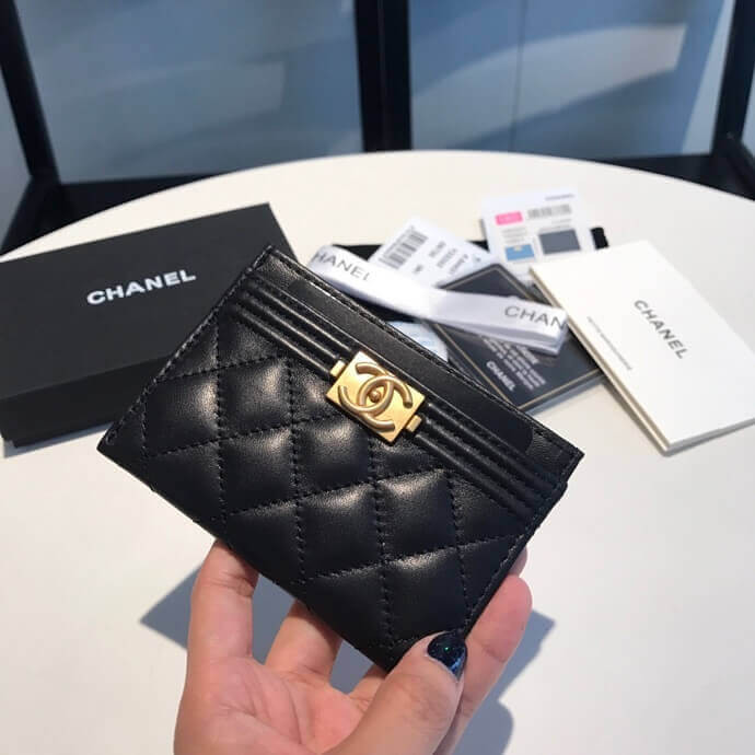 Chanel Sheepskin Boy Card Holder A84431