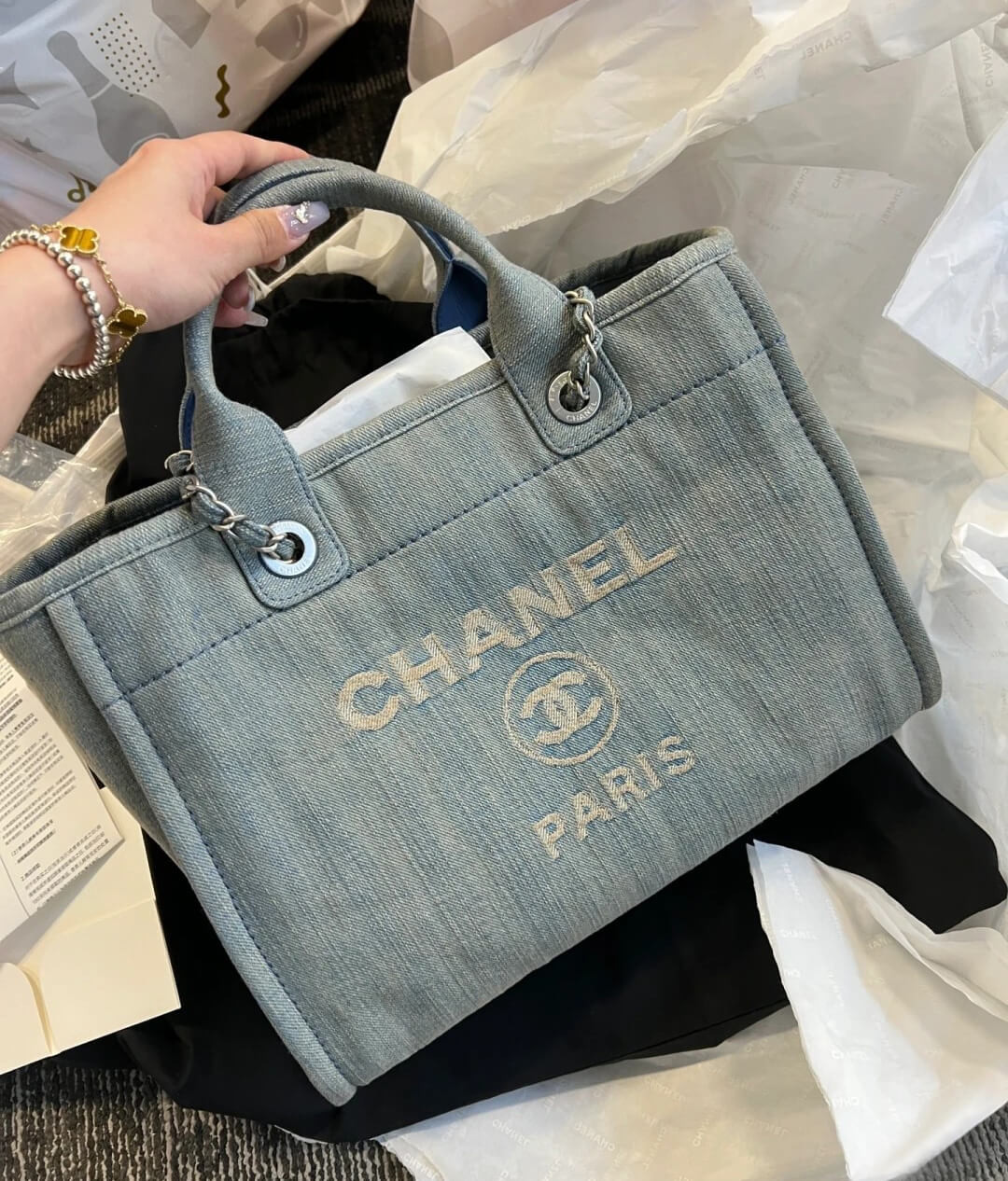 Chanel Deauville Small Shopping Bag AS3351 Denim Vintage Blue