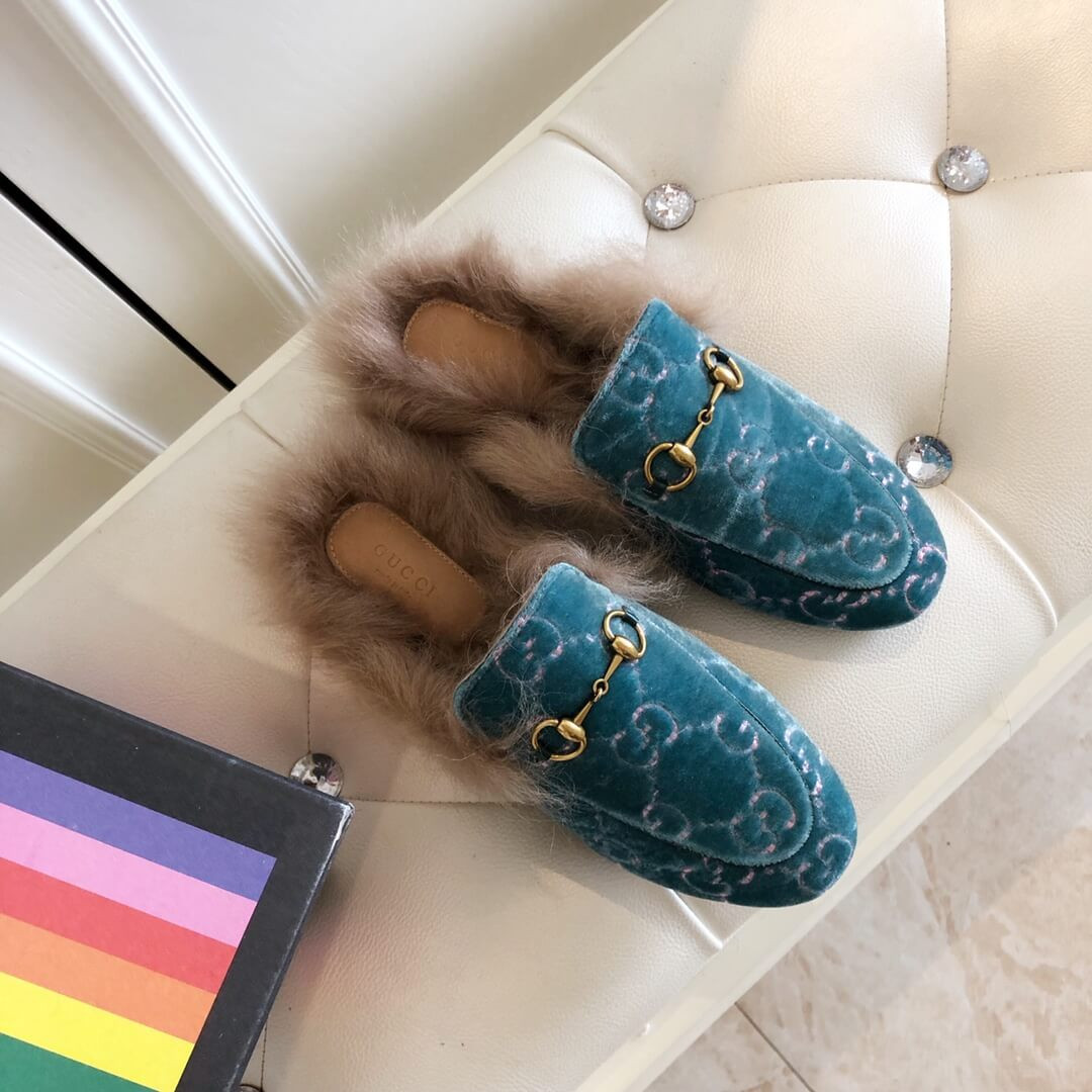 Gucci Princetown GG Velvet Slipper 448657