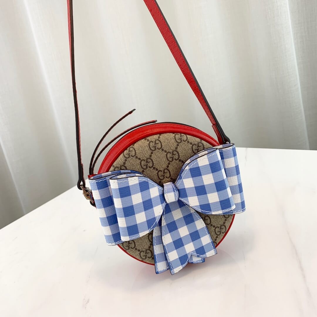 Gucci Childrens Check Bow GG Messenger 478294 Red