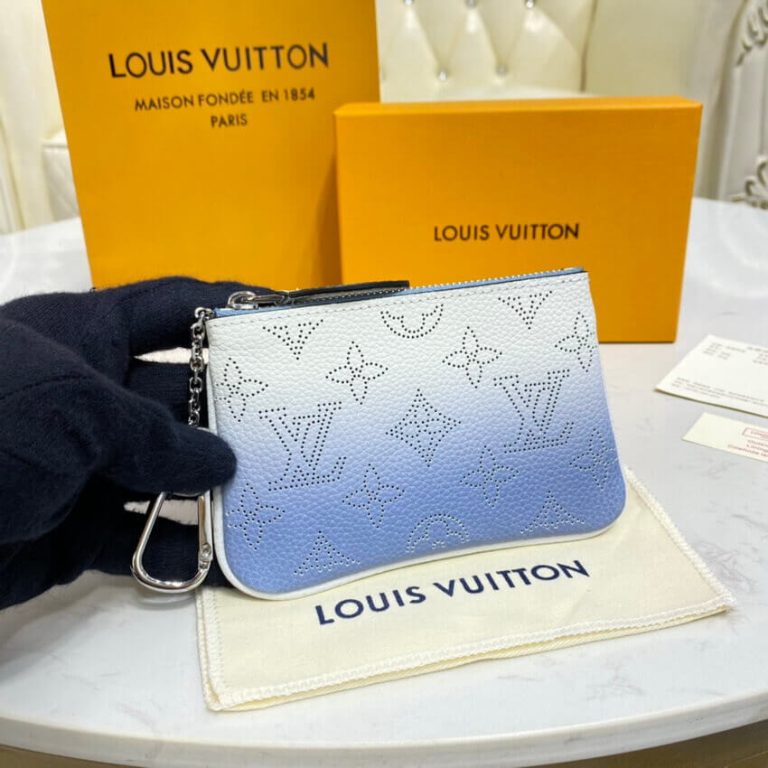 Louis Vuitton Key Pouch in Blue Gradient Mahina Perforated Leather M69508