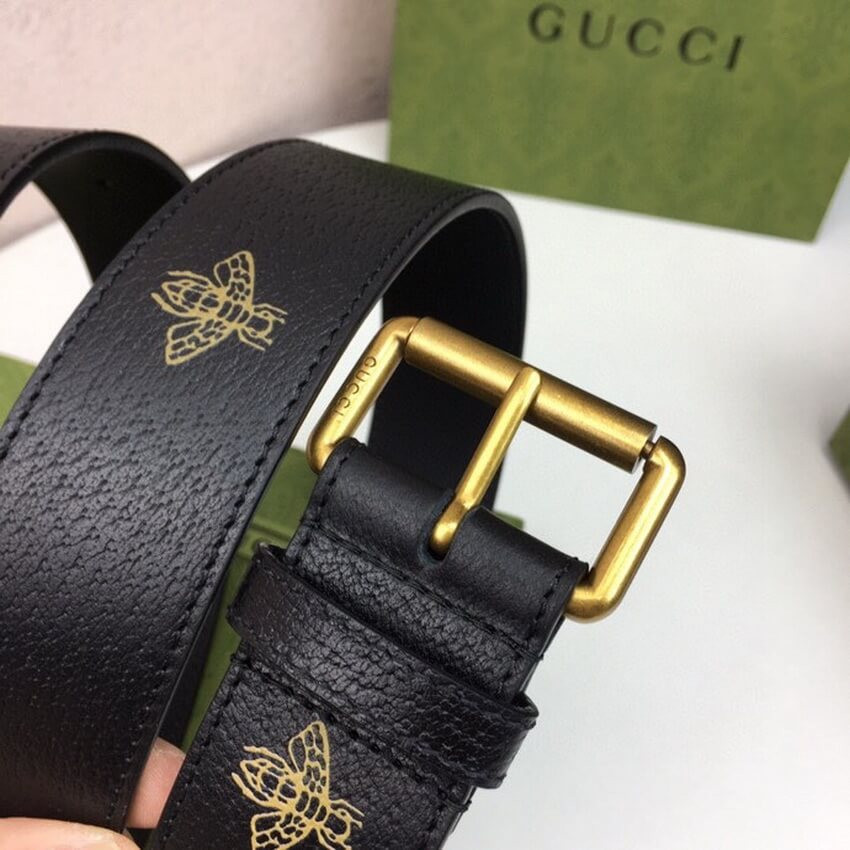 Gucci Calfskin Bees And Stars Print Belt 40mm 576179