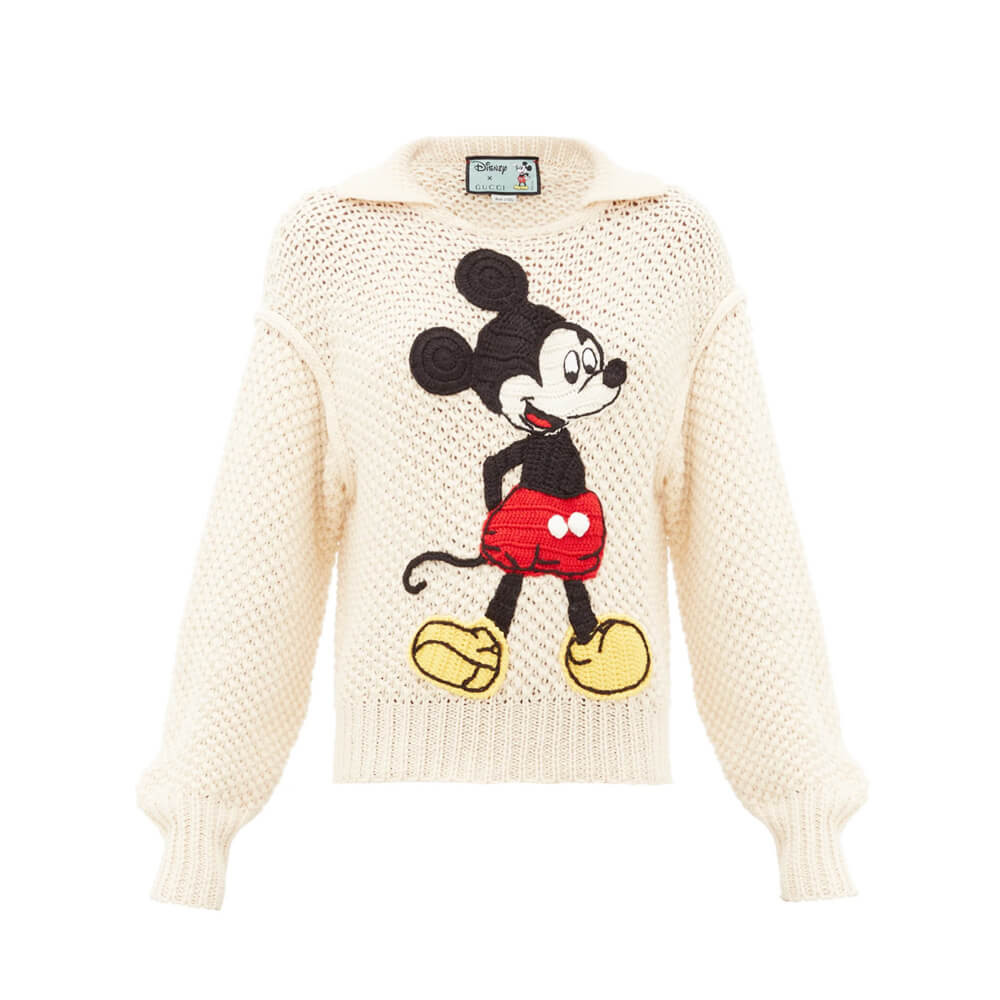 Gucci Mickey Mouse Crochet Applique Wool Sweater 320347