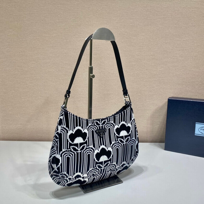 Prada Cleo Jacquard Knit and Leather Bag 1BC499