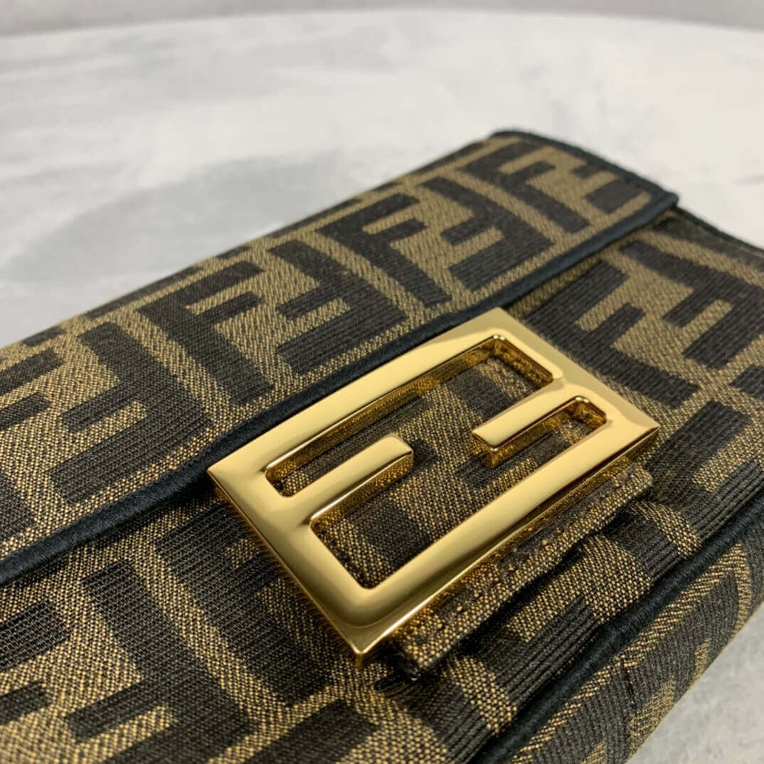 Fendi Mini Baguette Bag in Brown Fabric 8BS017
